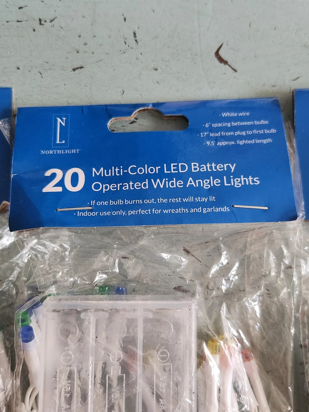 Multi-Color LED Battery Operated Wide Angle String Lights - White Wire